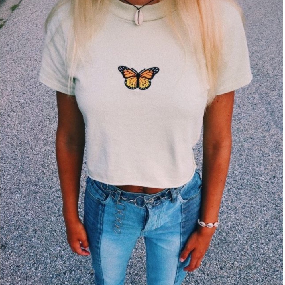 White Brandy Butterfly Inspired Crop Top